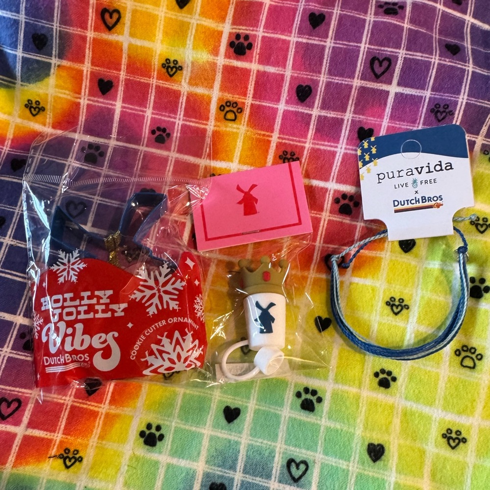 Dutch Bros Straw Topper cookie cutter Dutch Bros Pura vida bracelet set
